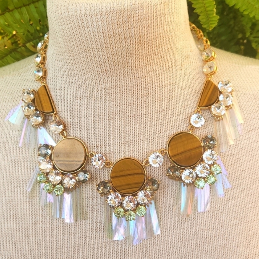 J. Crew Mixed Media Sequins and Stones Necklace